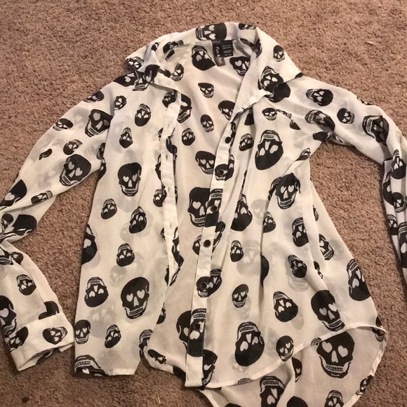 Hot Topic Tops - Skull heart sheer blouse